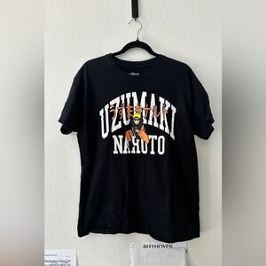 NARUTO SHIPPUDEN UZUMAKI COLLEGIATE GRAPHIC TEE MENS L BLACK ANIME MANGA NINJA